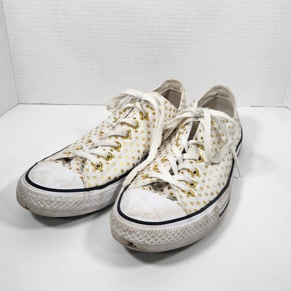 Converse Chuck Taylor All Star Gold/White Polka Dot Sneakers Size 12 - Picture 2 of 7